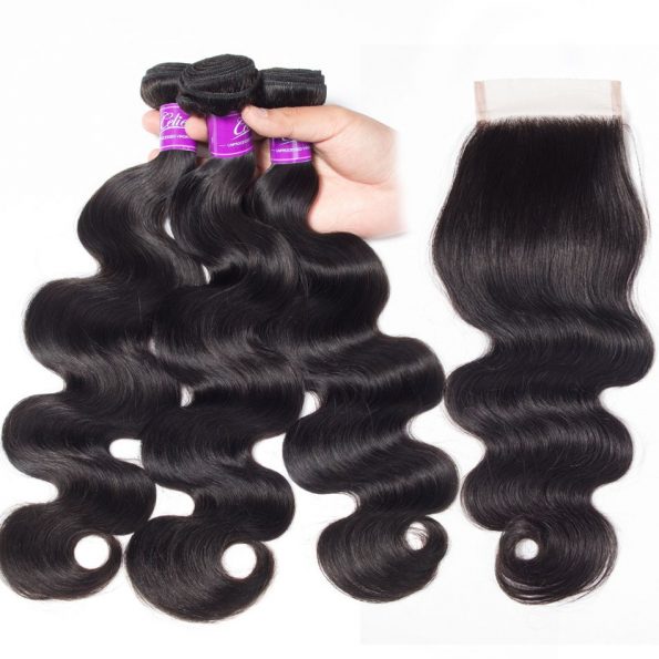 Body Wave 3 Bundles With Transparent Closure