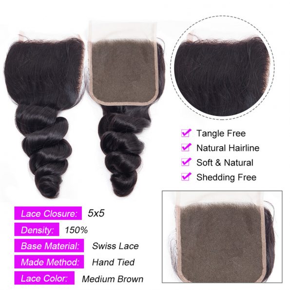 Loose Wave 5×5 Lace Closure