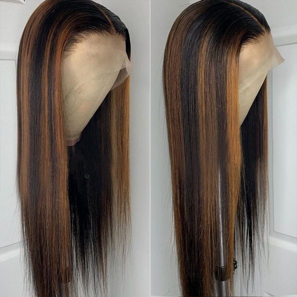 Highlight Straight Wig 13×4 Lace Front Wig Colored Human Hair Lace Wig