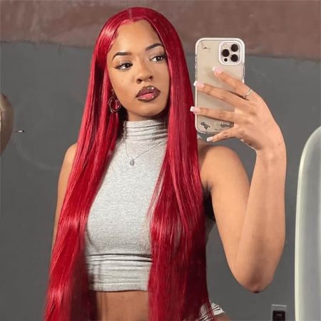 red straight wig