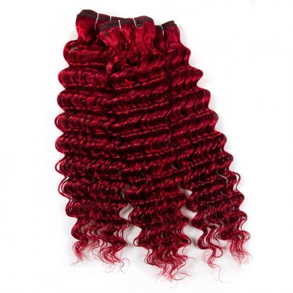 Red Deep Wave 3 Bundles With Closure
