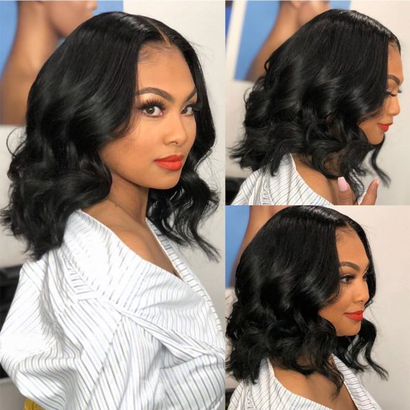 short wavy human hair wig