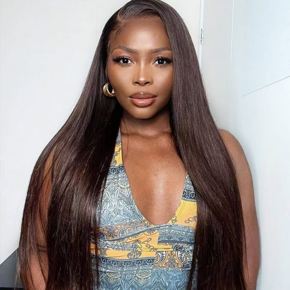 pre-cut lace straight dark brown wear go wig (2)