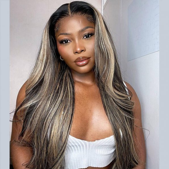 Balayage highlight straight wig (2)