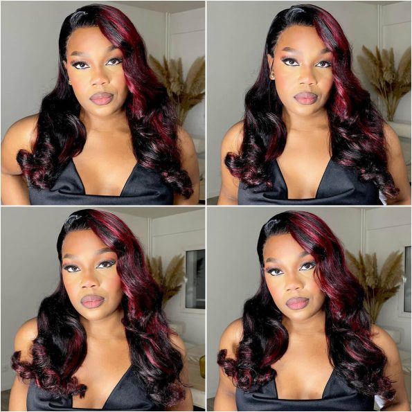 dark burgundy body wave hd lace wig