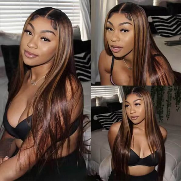 ombre brown highlight wear go wig