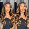ombre highlight honey blonde straight hd lace frontal wig (2)