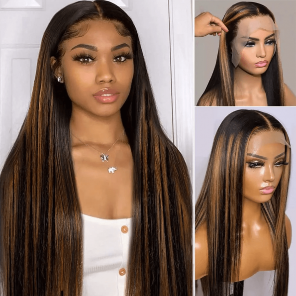 ombre highlight straight lace front wig (1)