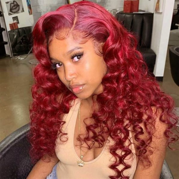 red loose deep wave wig celie hair (1)