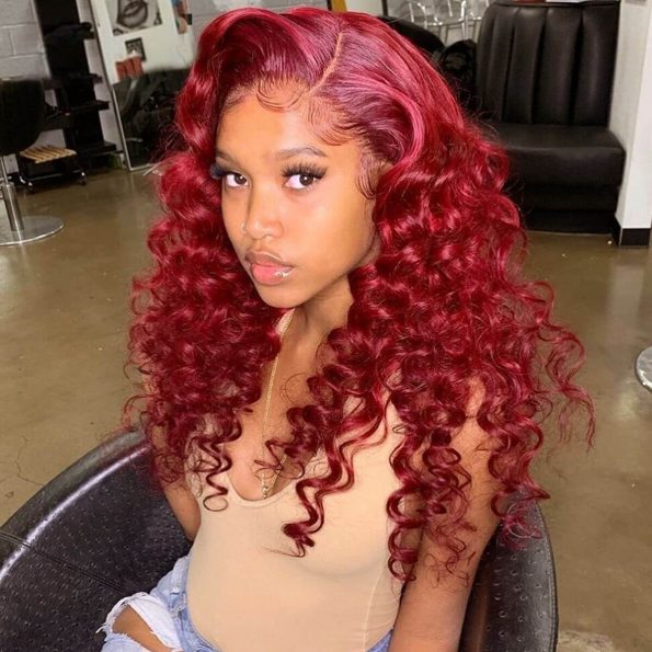 red loose deep wave wig celie hair (2)