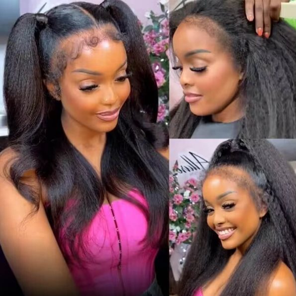 kinky straight 4c hairline wig