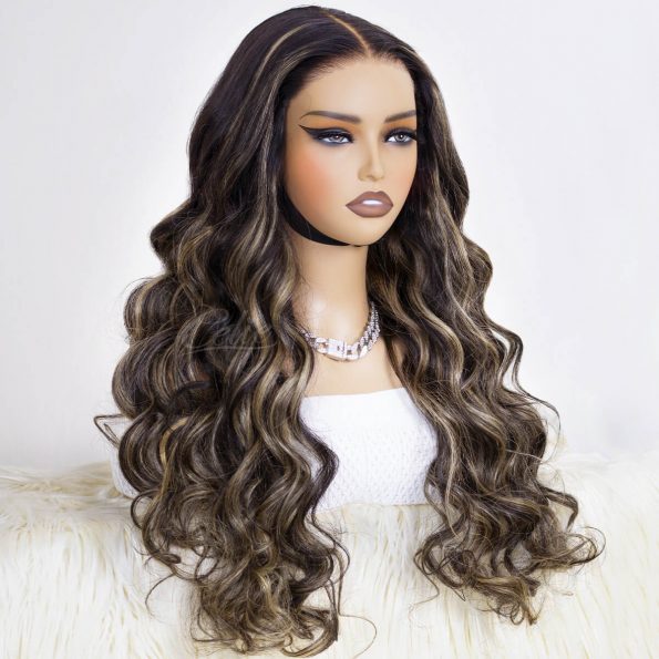 balayage highlight glueless wig (5)