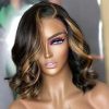 mid length barrel curls highlight wig
