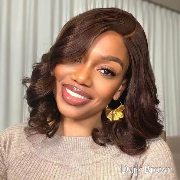 dark brown glueless short body wave wig (2)