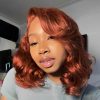 Burgundy short cut loose body wave wig (1)