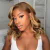 honey blonde short body glueless wig (2)