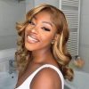 honey blonde short body glueless wig (2)