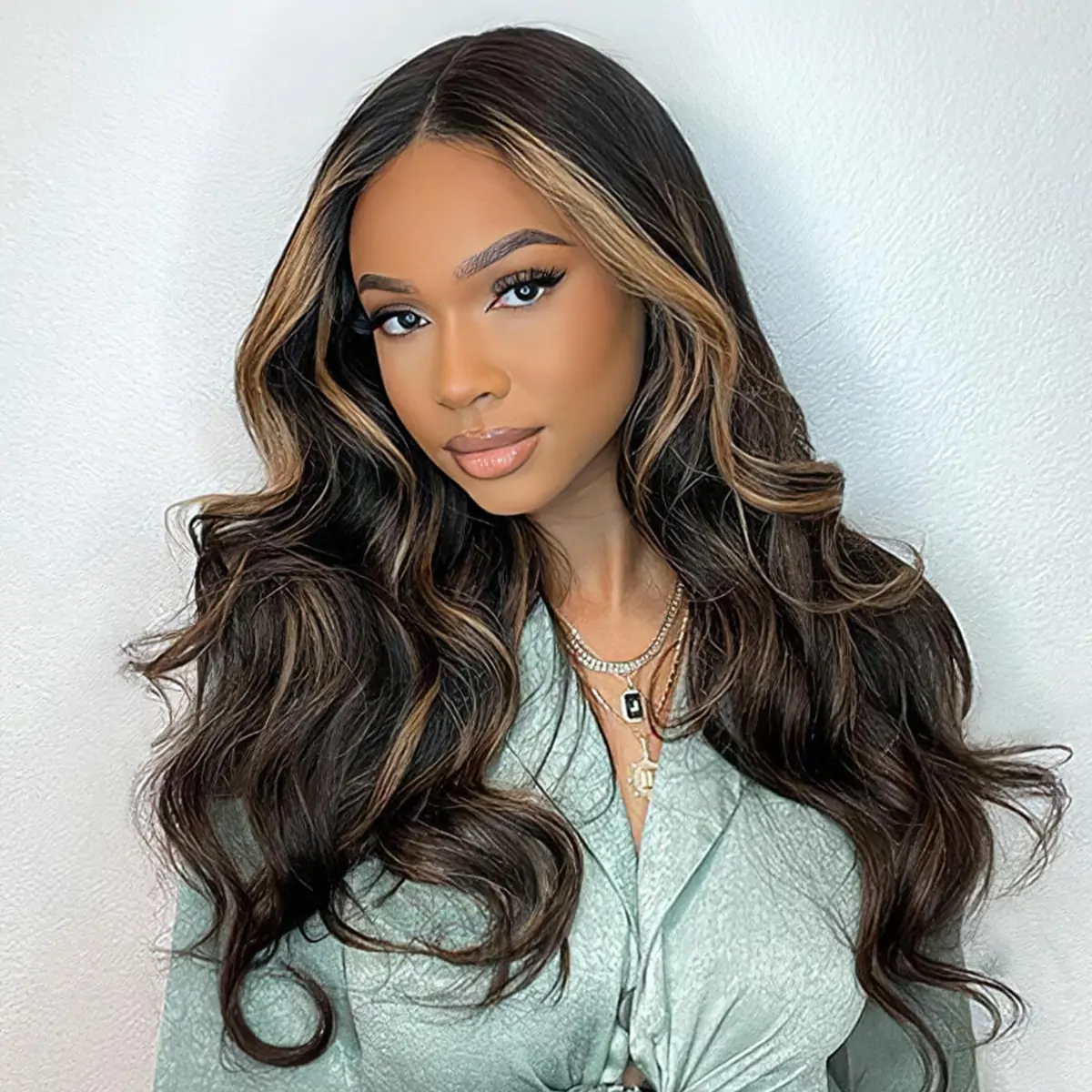 blonde highlight glueless wig